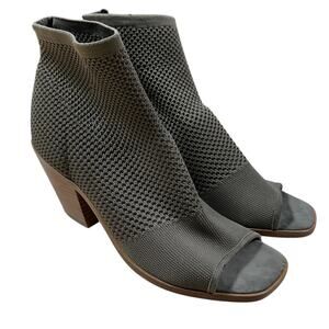 Eileen Fisher Ark Peep Toe Stretchy Knit Bootie Women's Sz 8 Brown New With Flaw